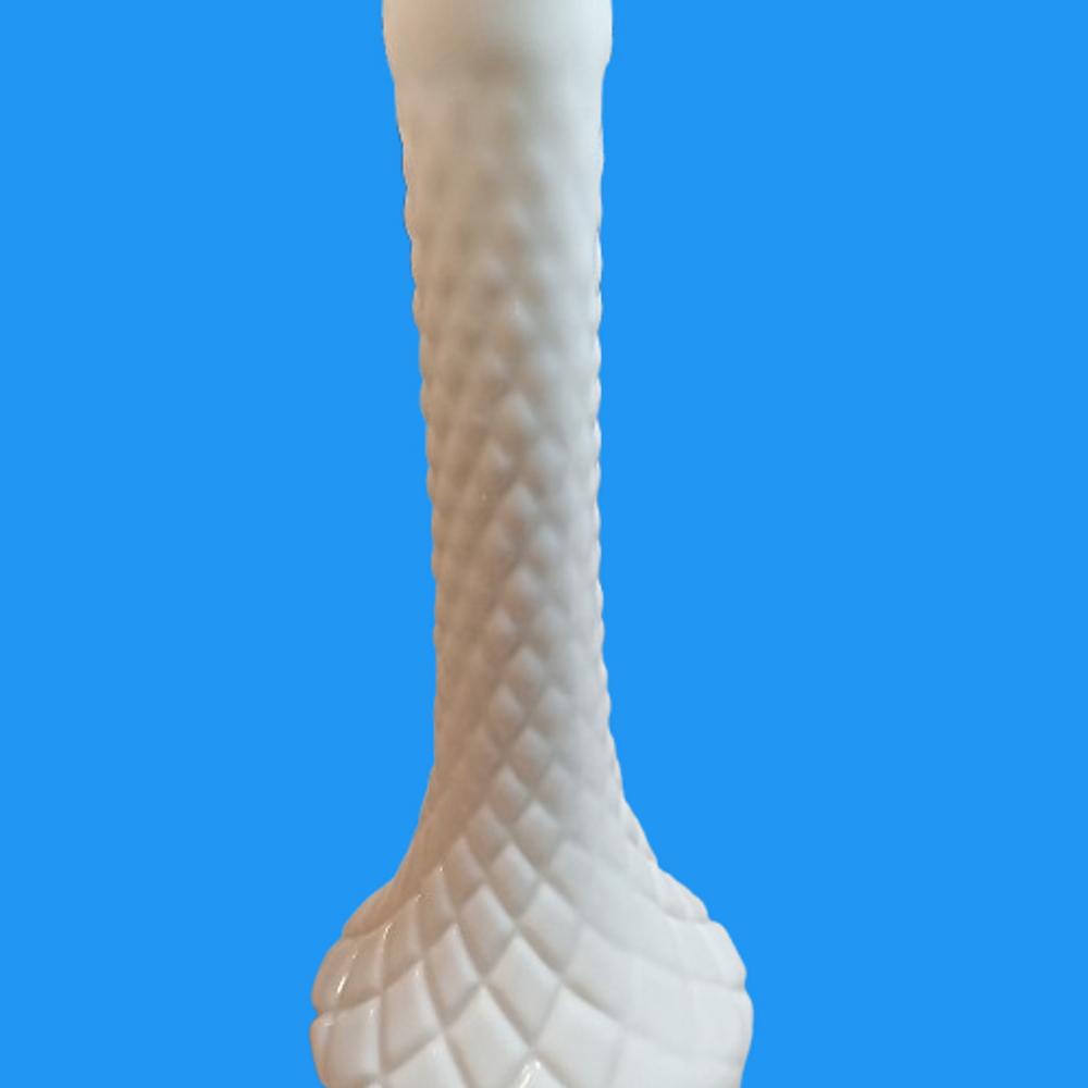 1960s Hoosier White Milk Glass Quilted Diamond Pattern Vase